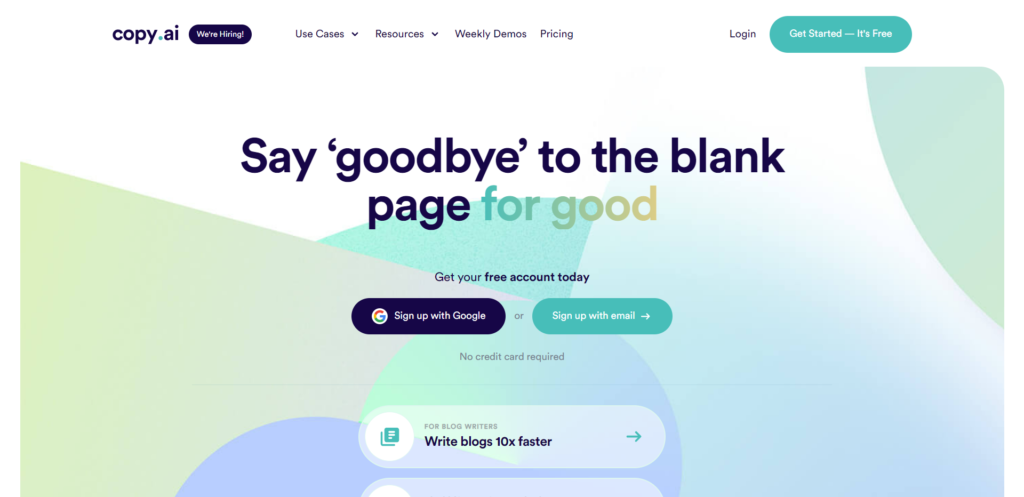 Copy.ai_ Write better marketing copy and content with AI