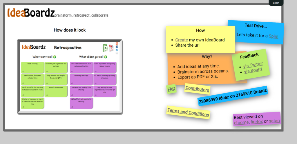 IdeaBoardz - Brainstorm, Retrospect, Collaborate