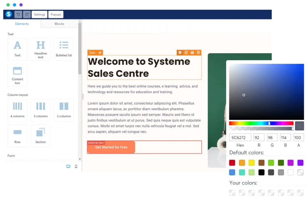 Systeme.io editor